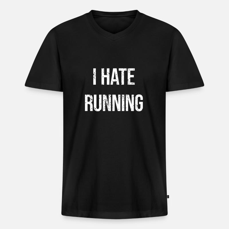 i hate running. running sucks - Männer Premium Bio T-Shirt mit V-Ausschnitt - Schwarz