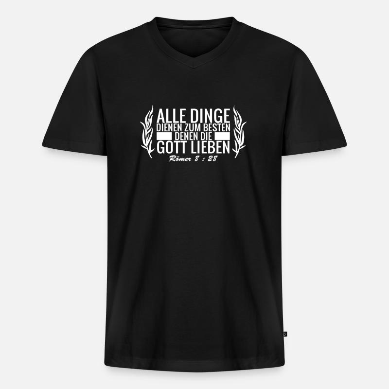 Bibelvers - Männer Premium Bio T-Shirt mit V-Ausschnitt - Schwarz
