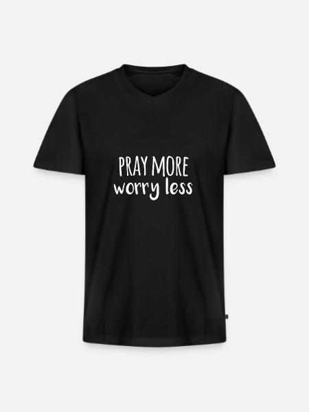 Prier plus - T-shirt encolure en V Premium bio Homme - noir