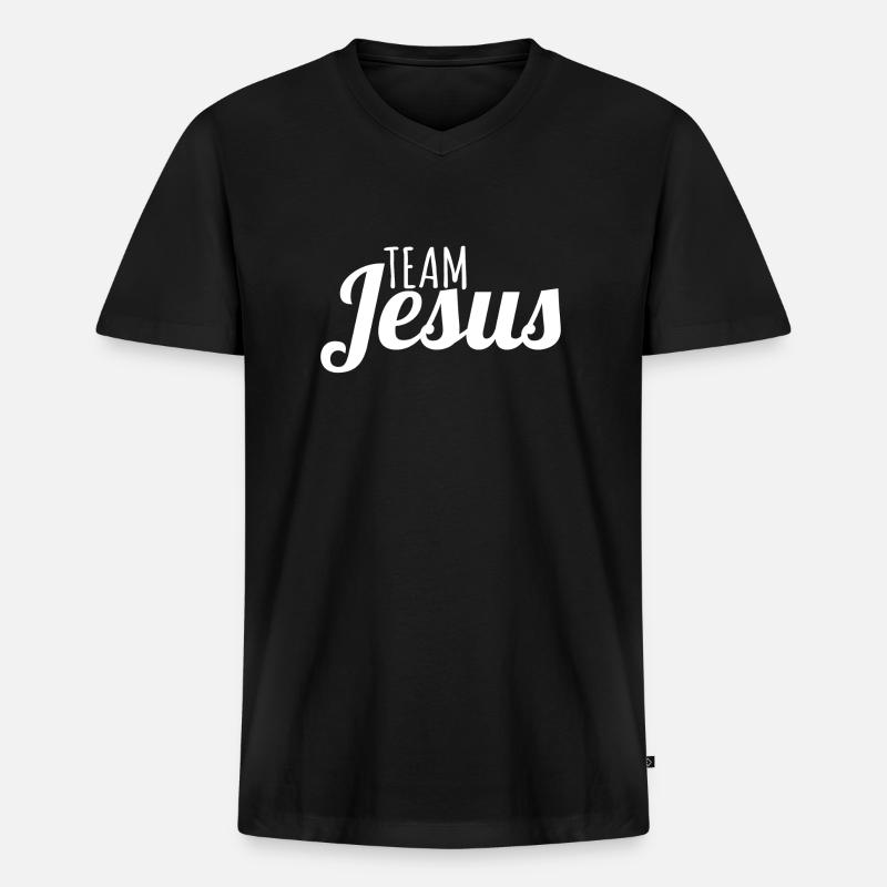 team jesus - Männer Premium Bio T-Shirt mit V-Ausschnitt - Schwarz