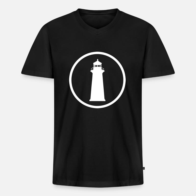 Leuchtturm - Männer Premium Bio T-Shirt mit V-Ausschnitt - Schwarz