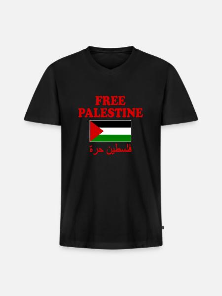 Free palestine - Männer Premium Bio T-Shirt mit V-Ausschnitt - Schwarz