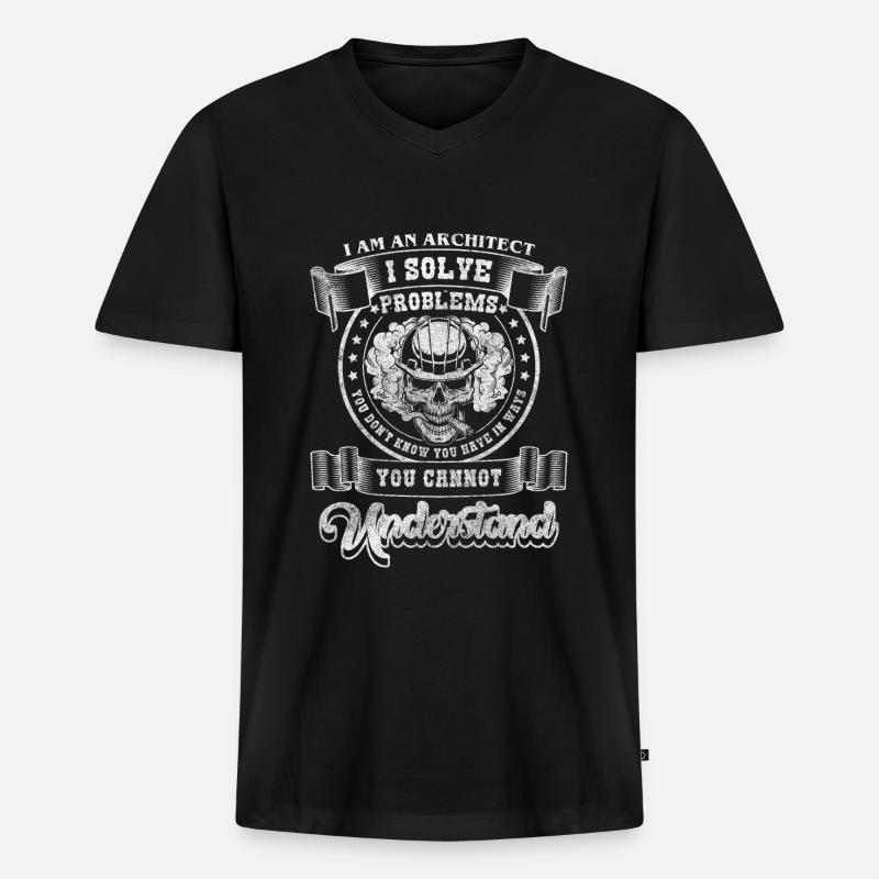 Architekt Beruf Baumeister - Männer Premium Bio T-Shirt mit V-Ausschnitt - Schwarz