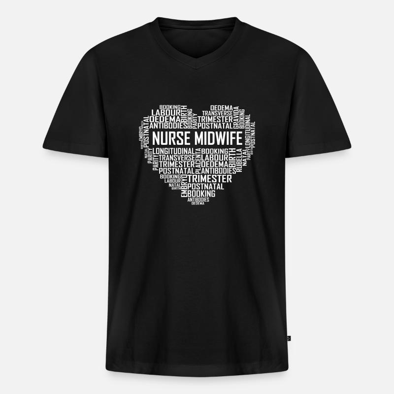 Krankenschwester Hebamme - Herz - Männer Premium Bio T-Shirt mit V-Ausschnitt - Schwarz