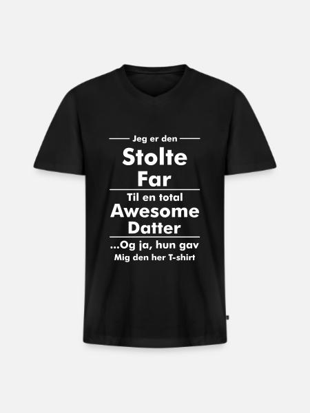 Jeg er den stolte far - Premium økologisk T-shirt med V-hals til mænd - sort