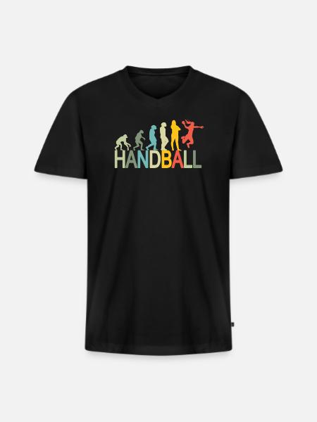 Lstige Handball Design Evolution - T-shirt encolure en V Premium bio Homme - noir