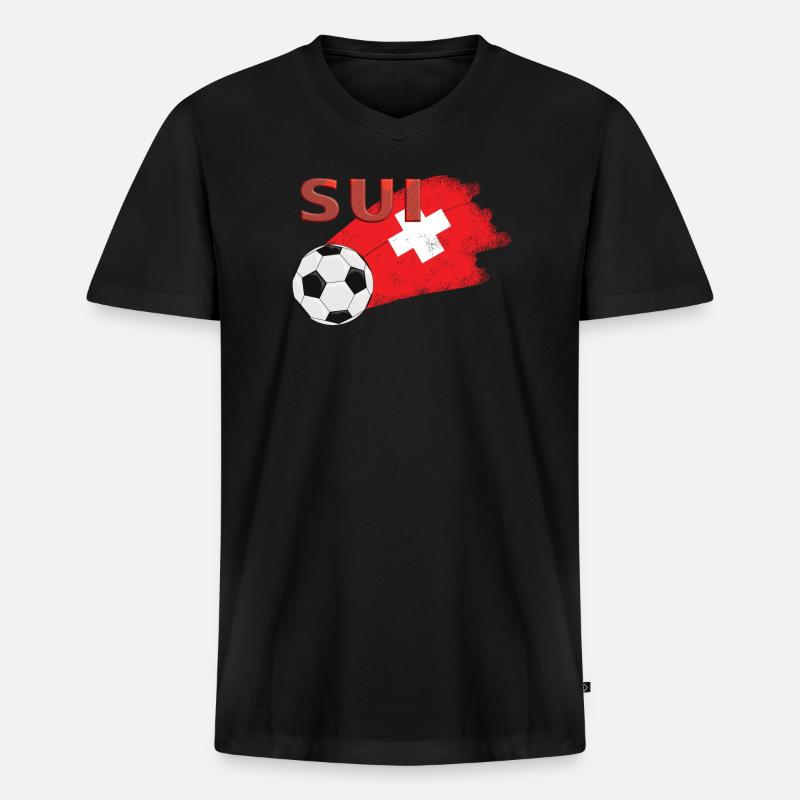 Fahne Schweiz - Männer Premium Bio T-Shirt mit V-Ausschnitt - Schwarz