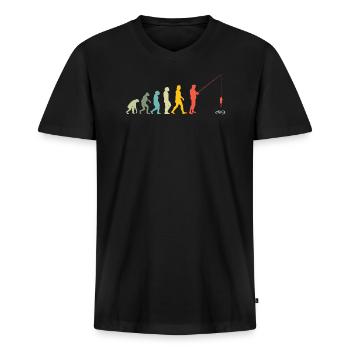 Angler Gift Idea Hobby Fishing - Men's Premium Organic T-shirt with V-neck - black - Front - Nico (187cm)