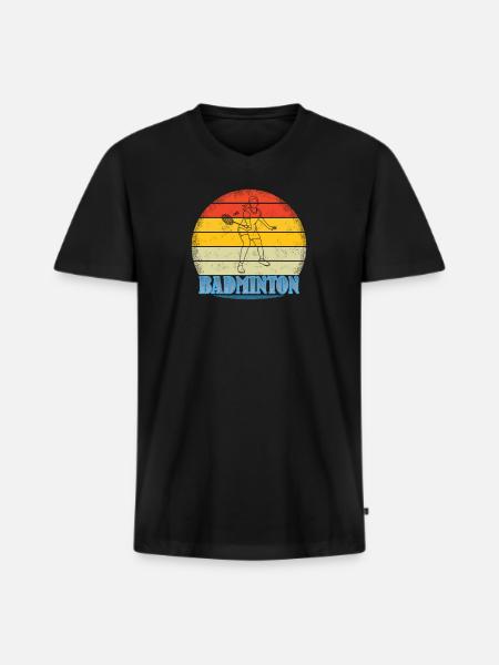 Badminton Spieler Geschenkidee Design - Männer Premium Bio T-Shirt mit V-Ausschnitt - Schwarz