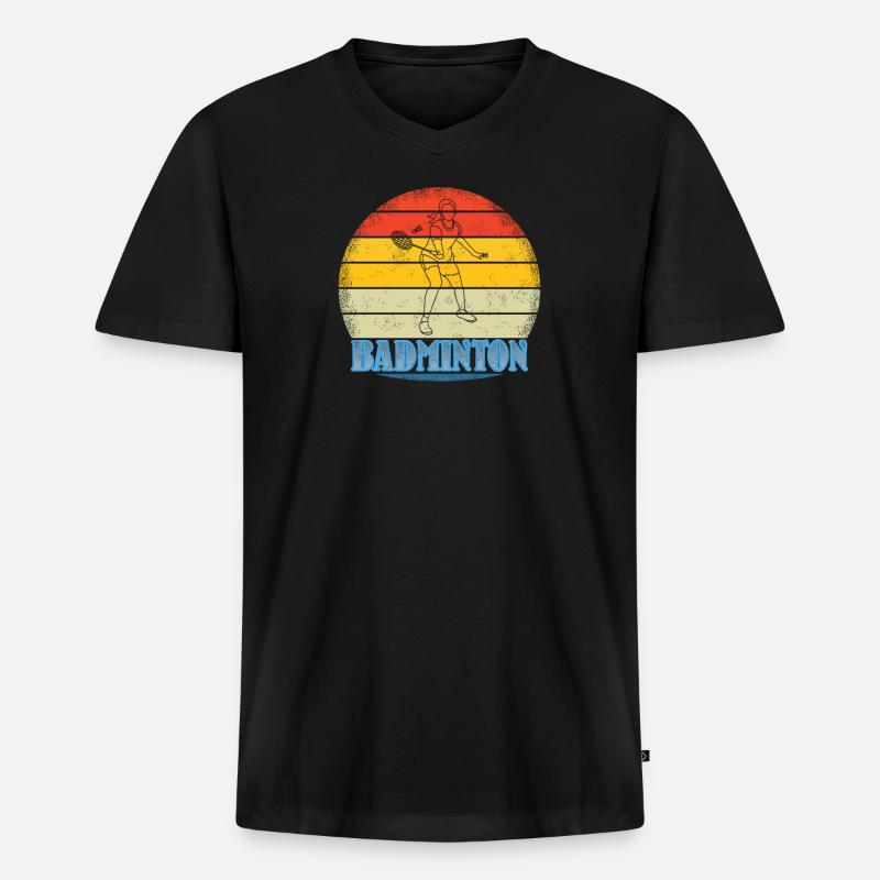 Badminton Spieler Geschenkidee Design - Männer Premium Bio T-Shirt mit V-Ausschnitt - Schwarz