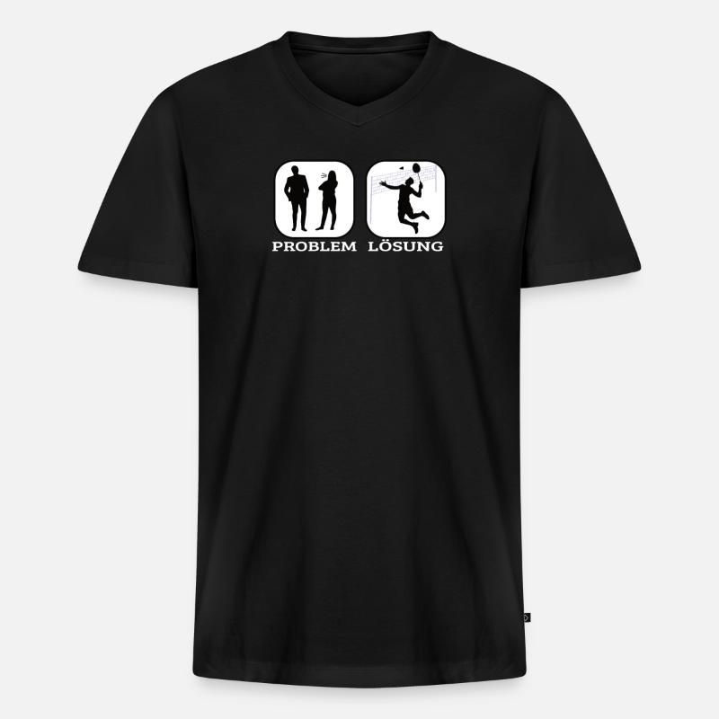 Badminton Geschenkidee Sport Design - Männer Premium Bio T-Shirt mit V-Ausschnitt - Schwarz