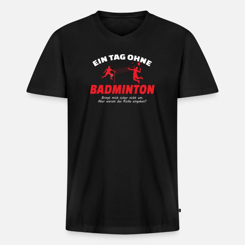 Badminton Geschenkidee Sport Design - Männer Premium Bio T-Shirt mit V-Ausschnitt - Schwarz