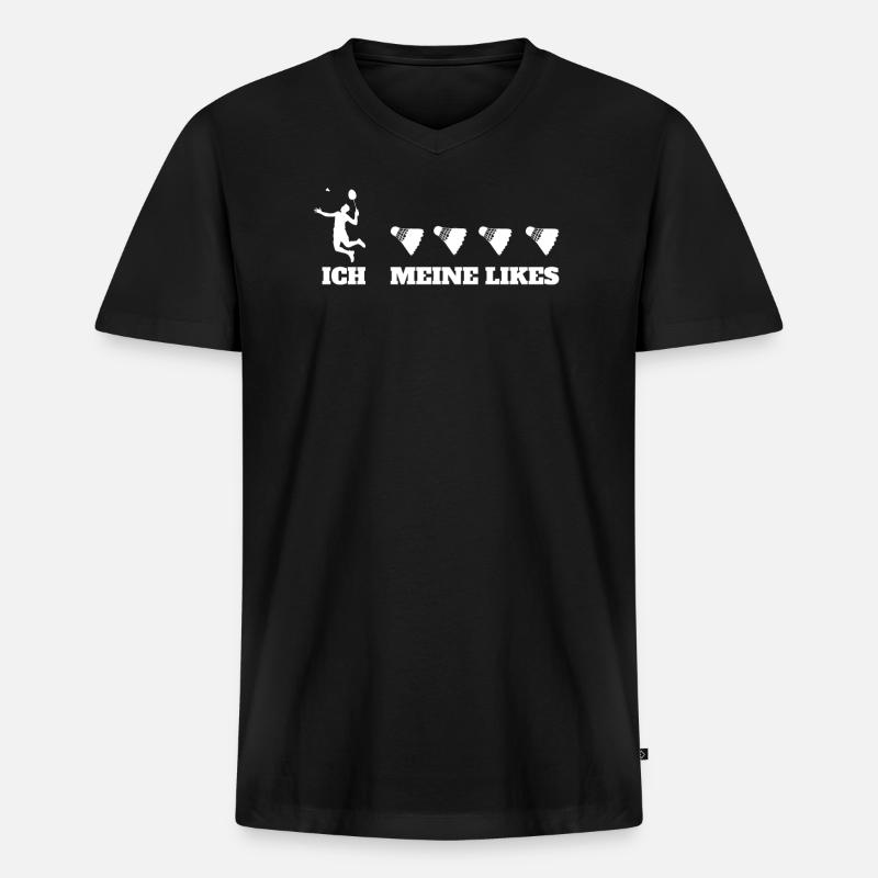 Badminton Geschenkidee Sport Design - Männer Premium Bio T-Shirt mit V-Ausschnitt - Schwarz