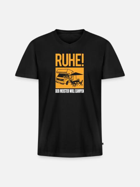 Camper Geschenkidee Camping - Männer Premium Bio T-Shirt mit V-Ausschnitt - Schwarz