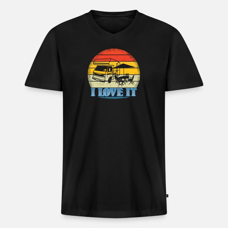 Camper Geschenkidee Camping - Männer Premium Bio T-Shirt mit V-Ausschnitt - Schwarz
