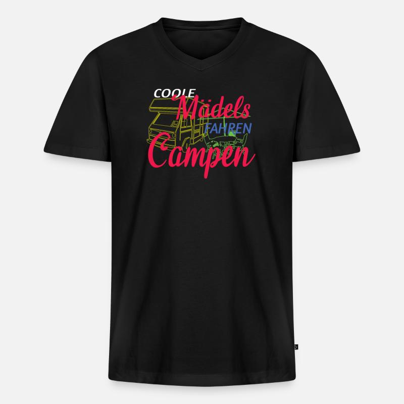 Camper Geschenkidee Camping - Männer Premium Bio T-Shirt mit V-Ausschnitt - Schwarz