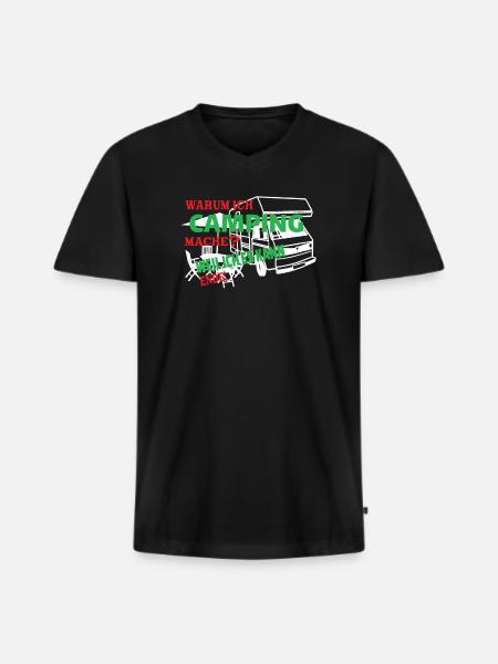 Camper Geschenkidee Camping - Männer Premium Bio T-Shirt mit V-Ausschnitt - Schwarz
