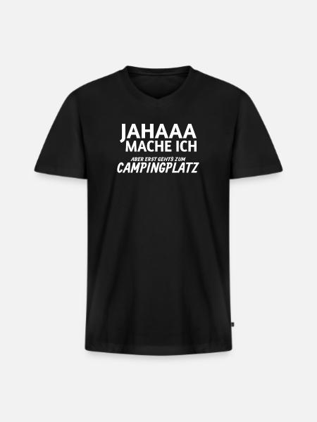 Camper Geschenkidee Camping - Männer Premium Bio T-Shirt mit V-Ausschnitt - Schwarz