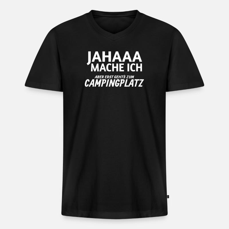 Camper Geschenkidee Camping - Männer Premium Bio T-Shirt mit V-Ausschnitt - Schwarz