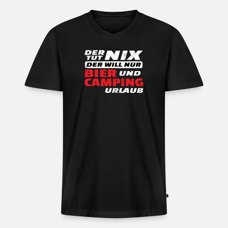 Camper Geschenkidee Camping - Männer Premium Bio T-Shirt mit V-Ausschnitt - Schwarz