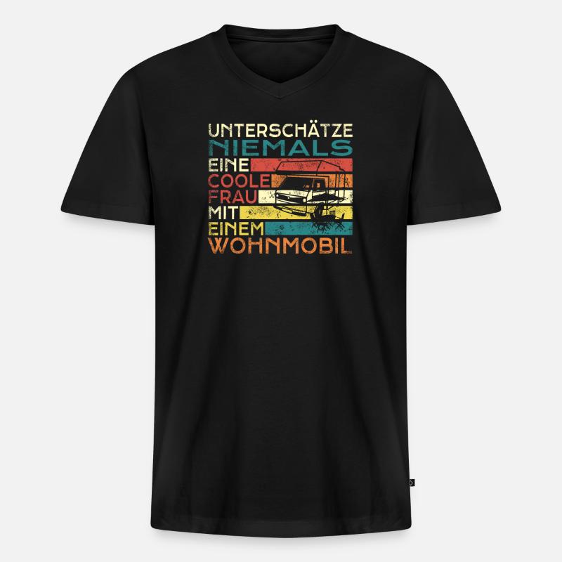 Camper Geschenkidee Camping - Männer Premium Bio T-Shirt mit V-Ausschnitt - Schwarz