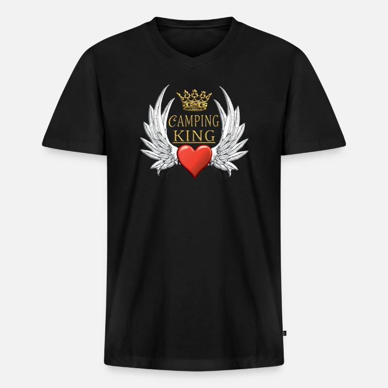 Camper Geschenkidee Camping - Männer Premium Bio T-Shirt mit V-Ausschnitt - Schwarz
