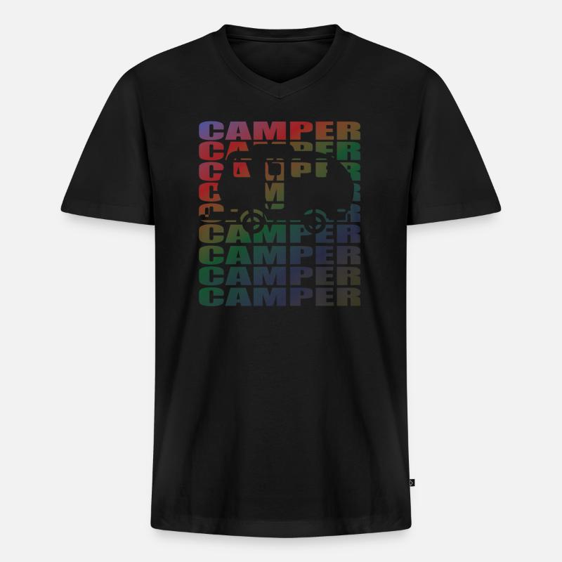Camper Geschenkidee Camping - Männer Premium Bio T-Shirt mit V-Ausschnitt - Schwarz