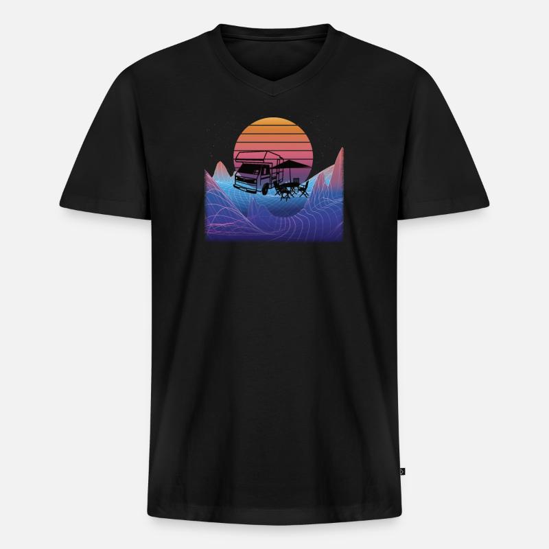Camper Geschenkidee Camping - Männer Premium Bio T-Shirt mit V-Ausschnitt - Schwarz