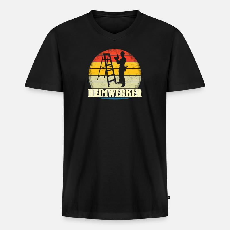 Heimwerker Geschenkidee Handwerker - Männer Premium Bio T-Shirt mit V-Ausschnitt - Schwarz