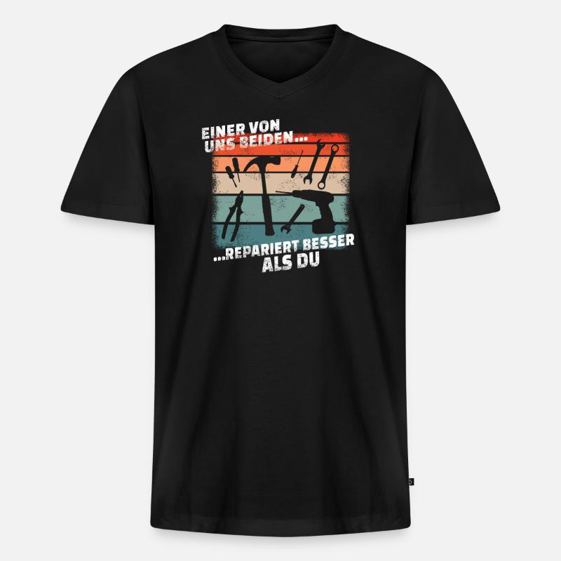 Heimwerker Geschenkidee Handwerker - Männer Premium Bio T-Shirt mit V-Ausschnitt - Schwarz