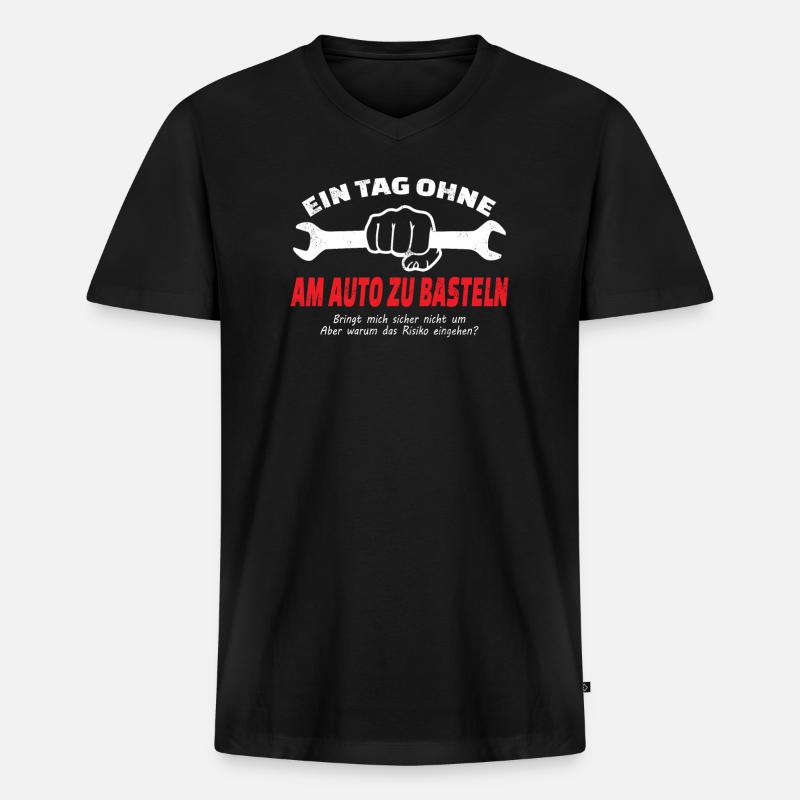 Heimwerker Geschenkidee Handwerker - Männer Premium Bio T-Shirt mit V-Ausschnitt - Schwarz