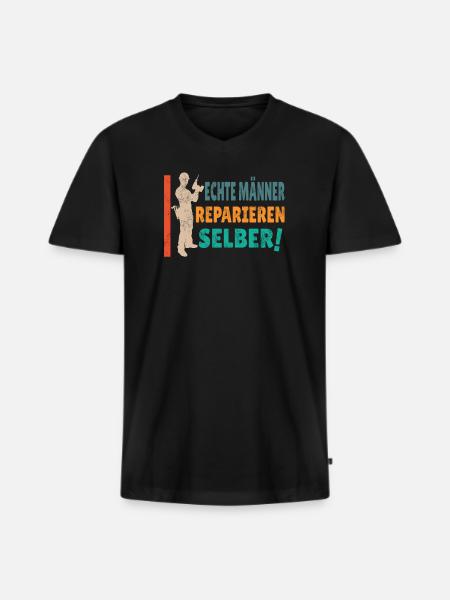 Heimwerker Geschenkidee Handwerker - Männer Premium Bio T-Shirt mit V-Ausschnitt - Schwarz