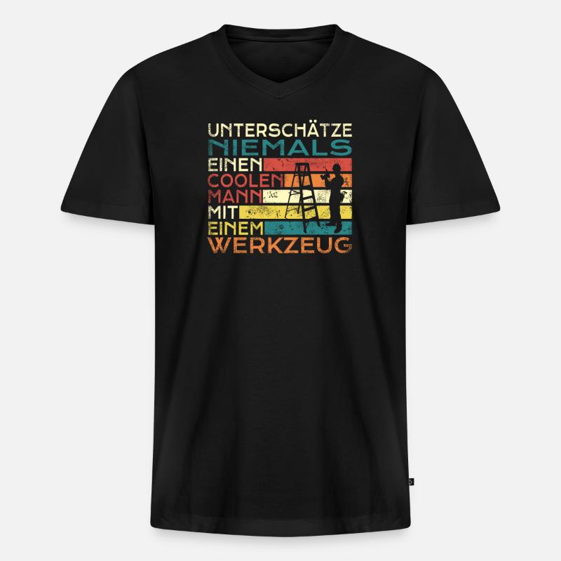 Heimwerker Geschenkidee Handwerker - Männer Premium Bio T-Shirt mit V-Ausschnitt - Schwarz