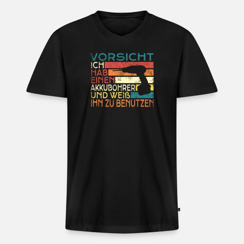 Heimwerker Geschenkidee Handwerker - Männer Premium Bio T-Shirt mit V-Ausschnitt - Schwarz