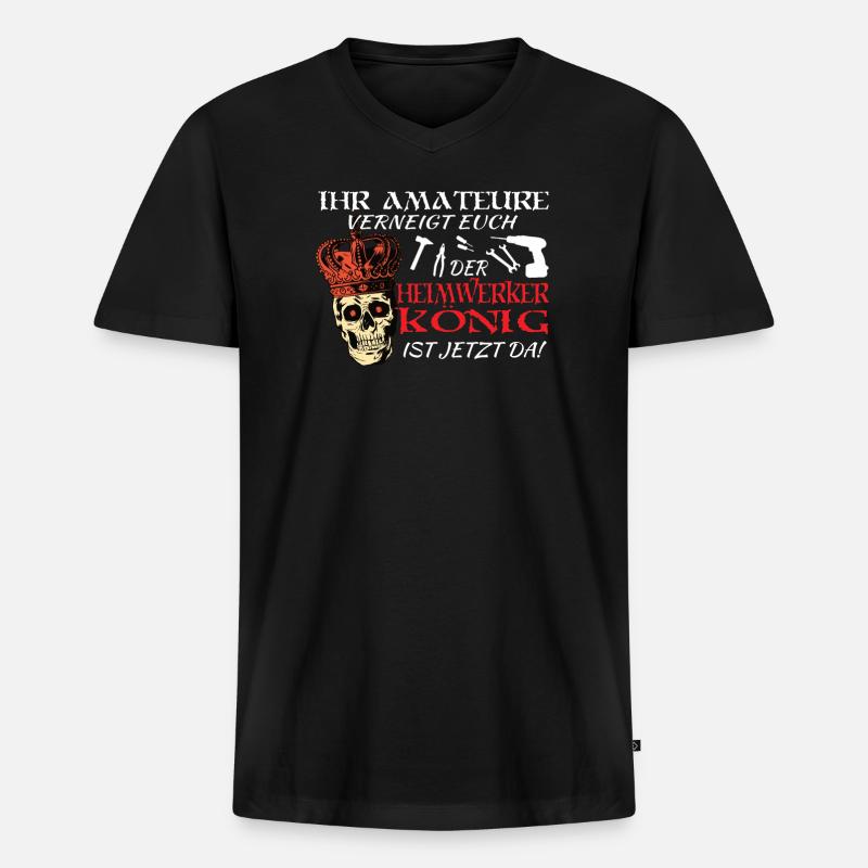 Heimwerker Geschenkidee Handwerker - Männer Premium Bio T-Shirt mit V-Ausschnitt - Schwarz