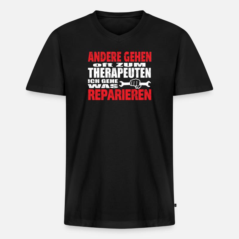 Heimwerker Geschenkidee Handwerker - Männer Premium Bio T-Shirt mit V-Ausschnitt - Schwarz