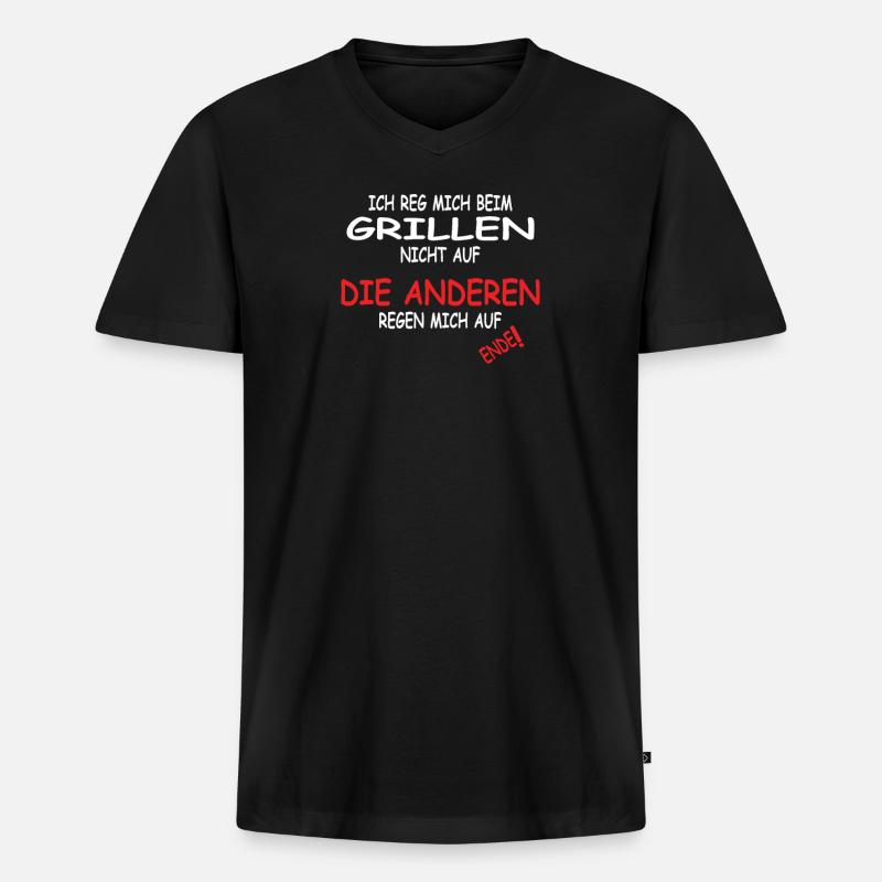 Grillen und Camper Geschenkidee - Männer Premium Bio T-Shirt mit V-Ausschnitt - Schwarz