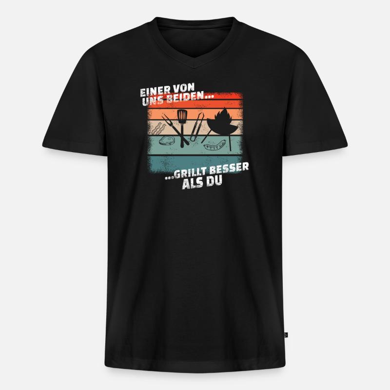 Grillen und Camper Geschenkidee - Männer Premium Bio T-Shirt mit V-Ausschnitt - Schwarz