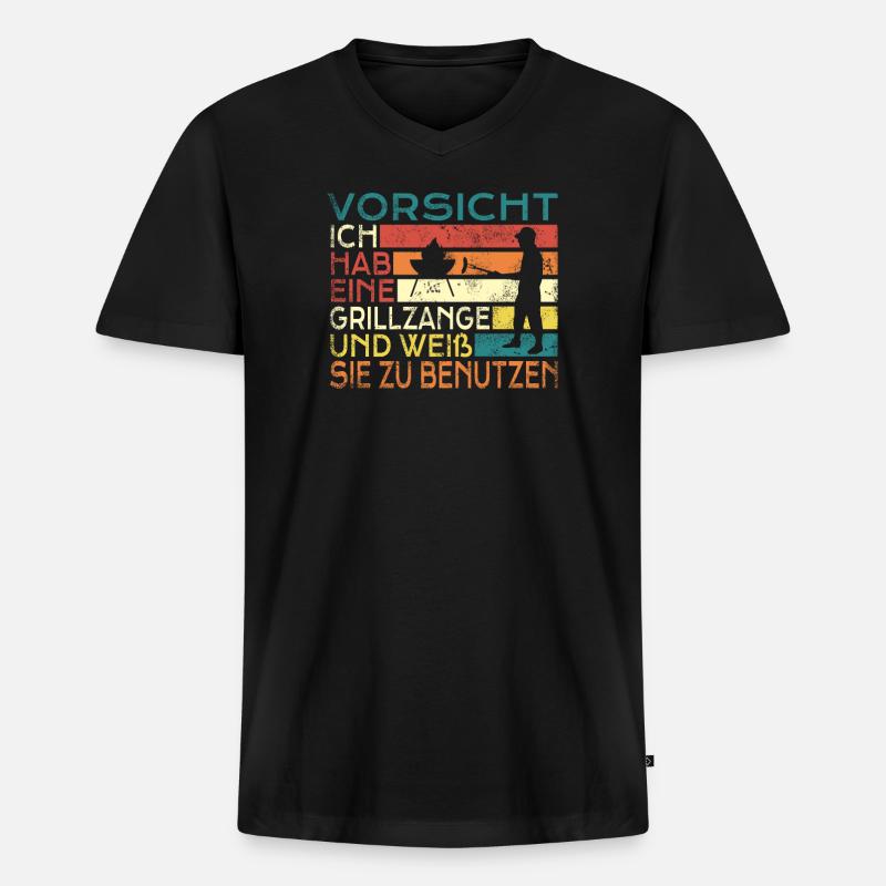 Grillen und Camper Geschenkidee - Männer Premium Bio T-Shirt mit V-Ausschnitt - Schwarz