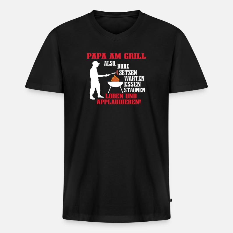 Grillen und Camper Geschenkidee - Männer Premium Bio T-Shirt mit V-Ausschnitt - Schwarz