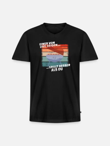 Grillen und Camper Geschenkidee - Männer Premium Bio T-Shirt mit V-Ausschnitt - Schwarz