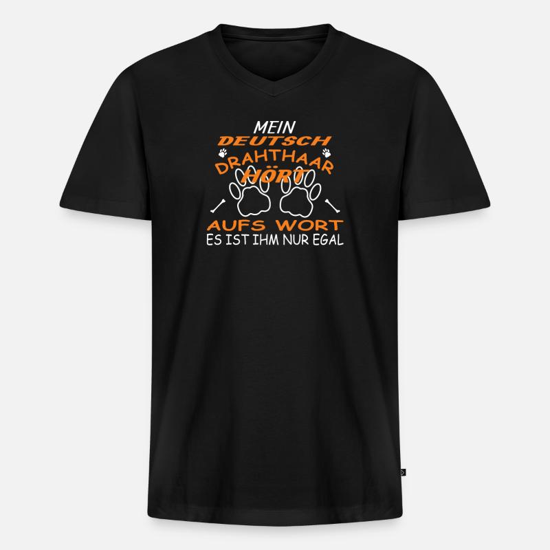 Hunde Deutsch Drahthaar Hundebesitzer - Männer Premium Bio T-Shirt mit V-Ausschnitt - Schwarz