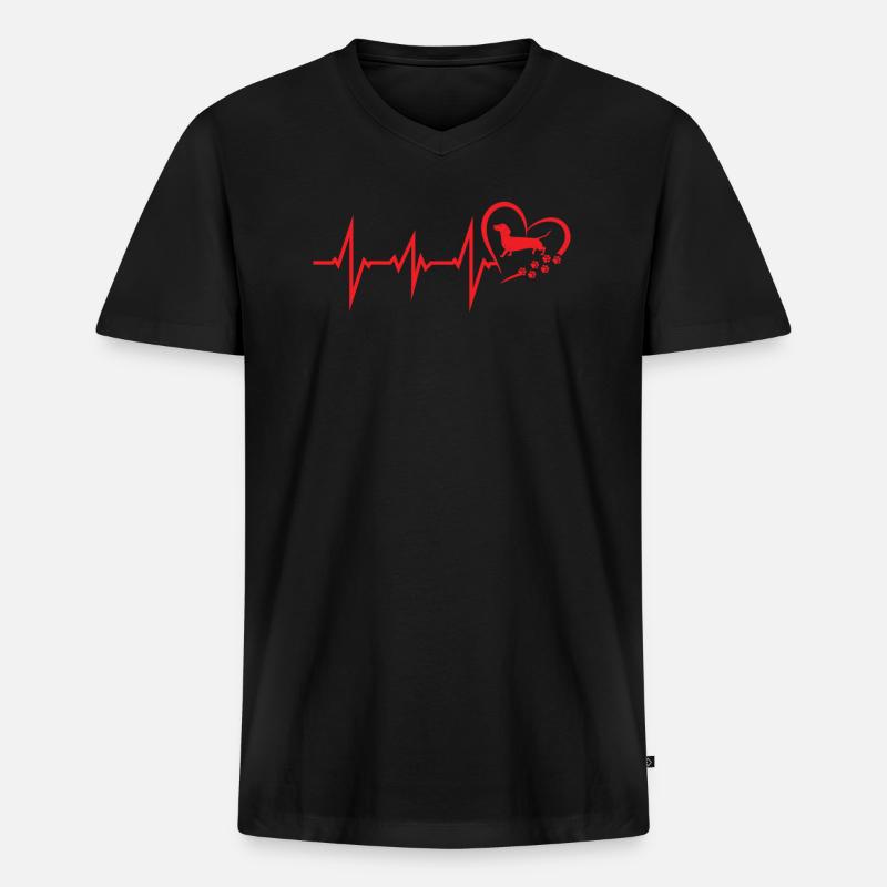 Hund Dackel Hundebesitzer Gechenkidee - Männer Premium Bio T-Shirt mit V-Ausschnitt - Schwarz
