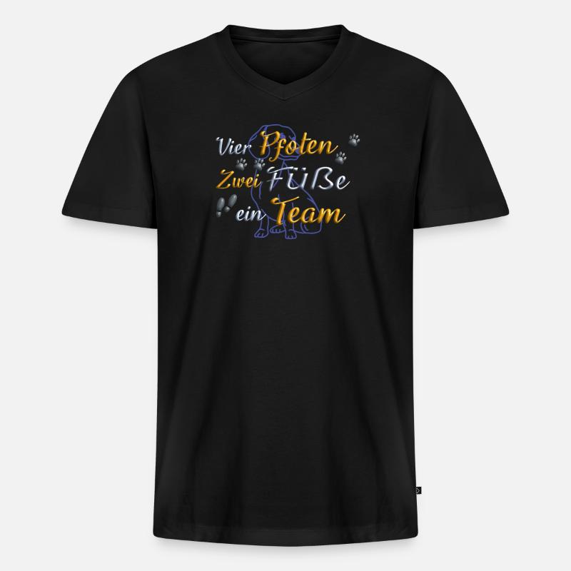 Hund Dackel Hundebesitzer Geschenkidee - Männer Premium Bio T-Shirt mit V-Ausschnitt - Schwarz