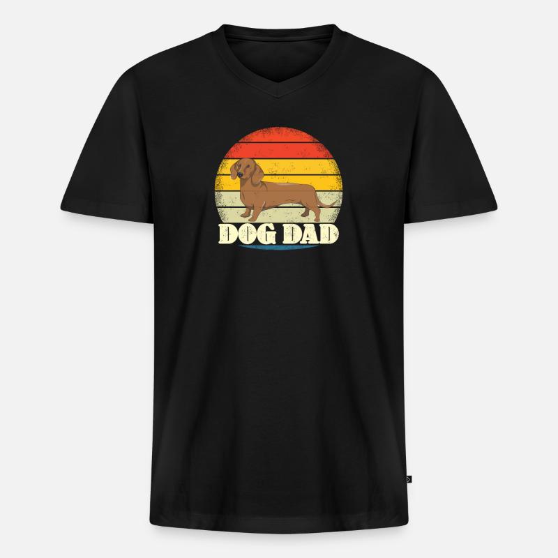 Hund Dackel Hundebesitzer Geschenkidee - Männer Premium Bio T-Shirt mit V-Ausschnitt - Schwarz