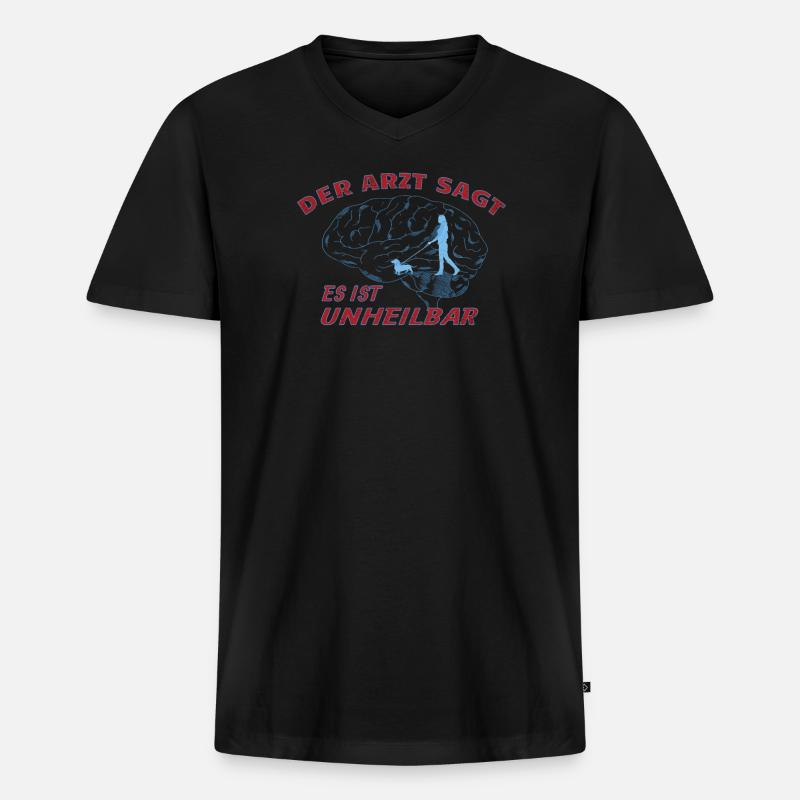 Hund Dackel Hundebesitzer Geschenkidee - Männer Premium Bio T-Shirt mit V-Ausschnitt - Schwarz