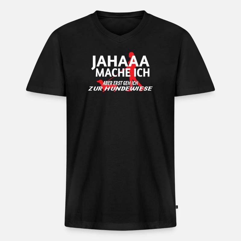 Hund Dackel Hundebesitzer Geschenkidee - Männer Premium Bio T-Shirt mit V-Ausschnitt - Schwarz