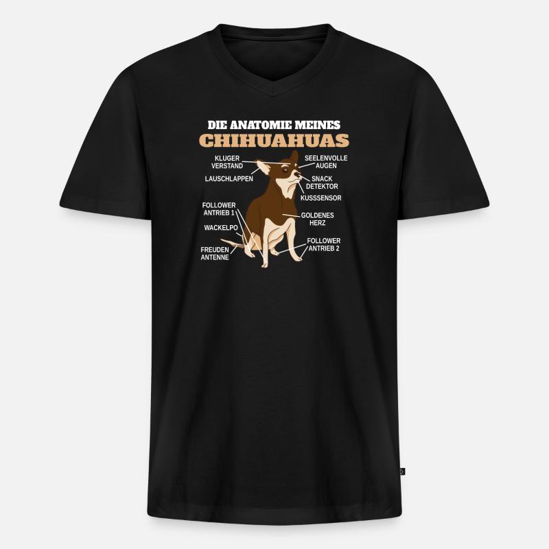 Hund Chihuahua Hundebesitzer Gechenkidee - Männer Premium Bio T-Shirt mit V-Ausschnitt - Schwarz