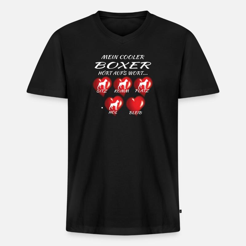 Hund Boxer Hundebesitzer Geschenkidee - Männer Premium Bio T-Shirt mit V-Ausschnitt - Schwarz