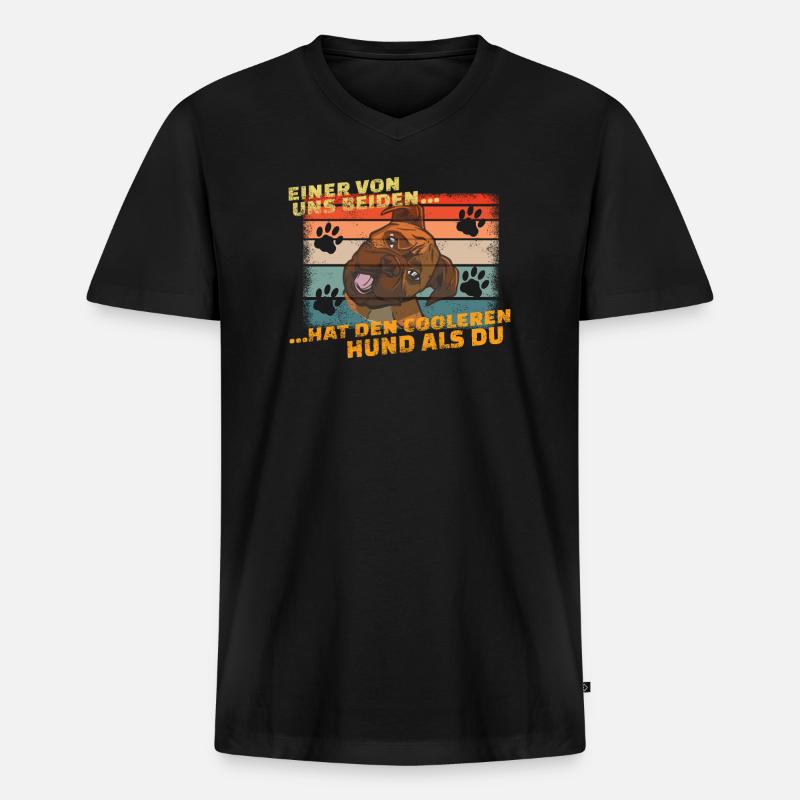 Hund Boxer Hundebesitzer Geschenkidee - Männer Premium Bio T-Shirt mit V-Ausschnitt - Schwarz